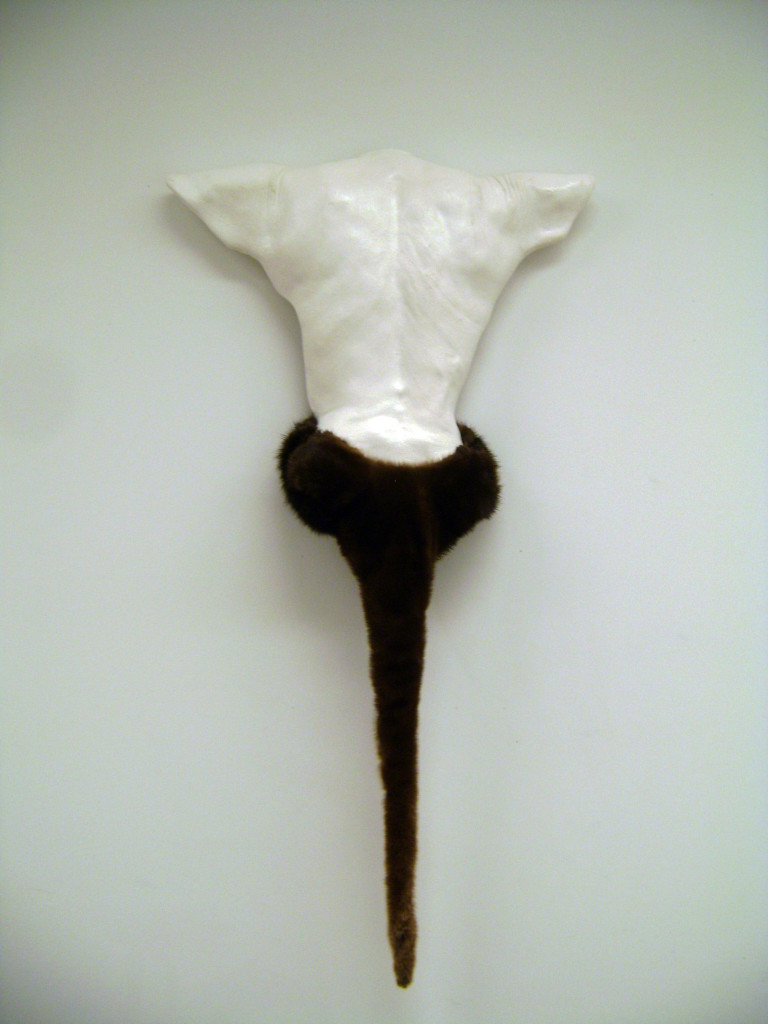 Torso (with tail), by Ceci Cole McInturff. Plaster, fur.